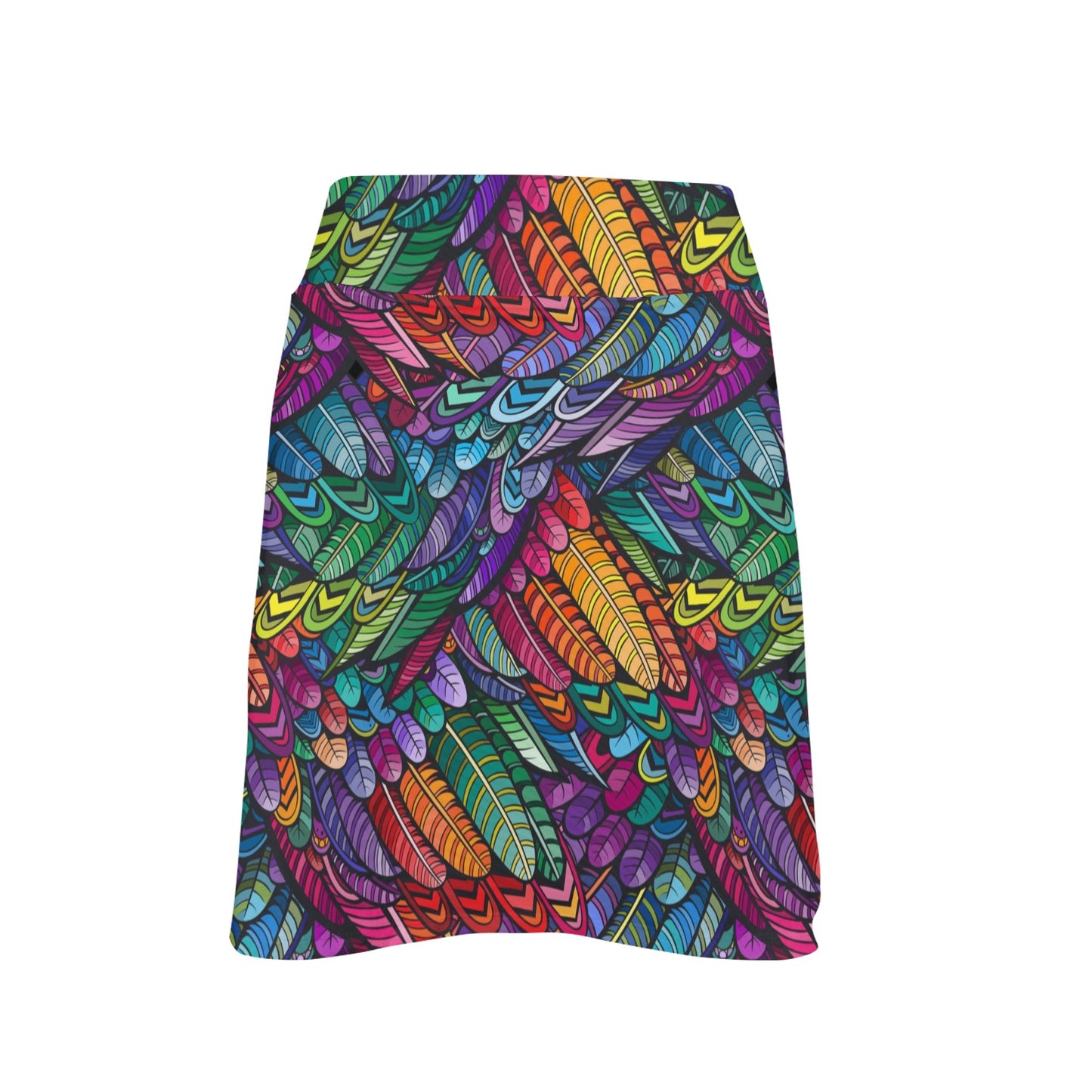 Feather Multicolor Design Print 17" Golf & Pickleball Skort with Pockets