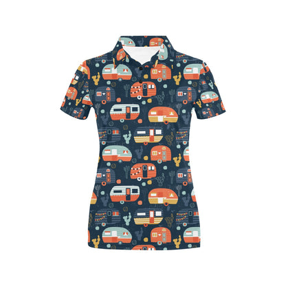 Camper Caravan Print Pattern Women's Polo Shirt