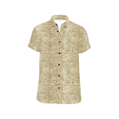 Ancient Greek Print Design LKS3013 Men Short Sleeve Button Up Shirt