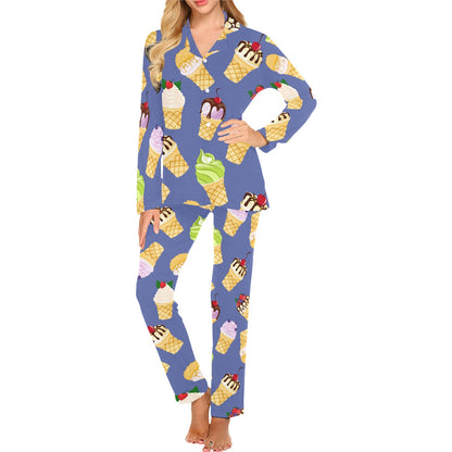 Ice Cream Pattern Print Design IC03 Women's Long Pajama Set