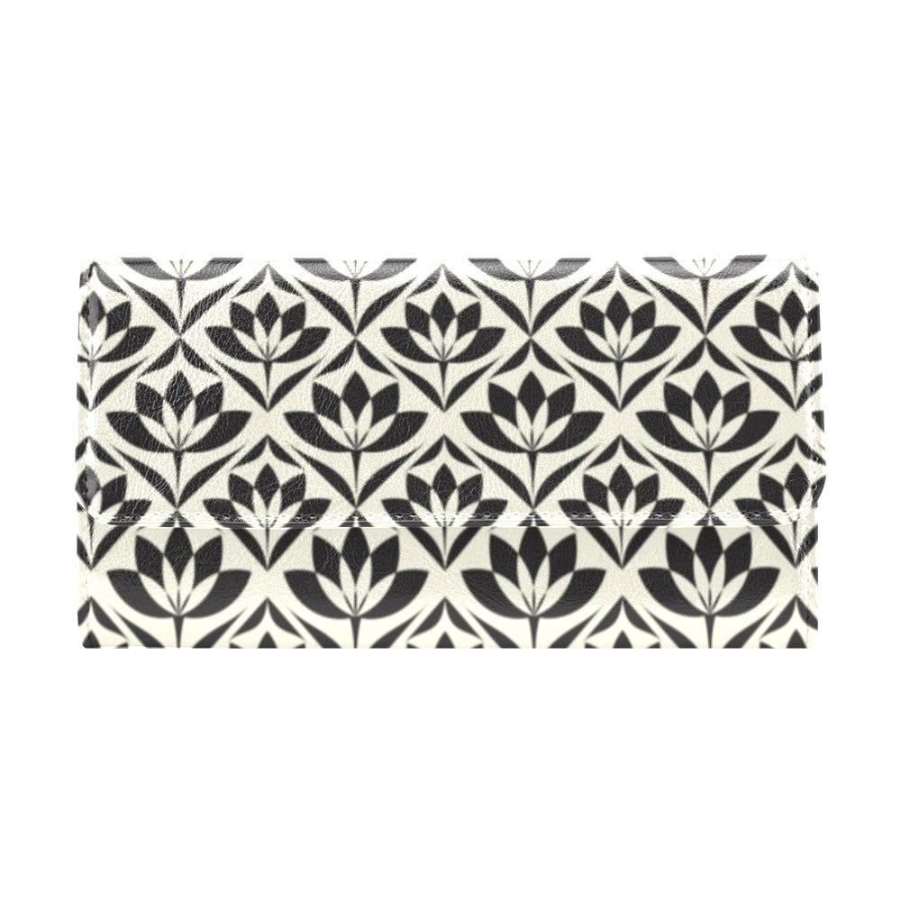 Lotus Pattern Print Women's Trifold Wallet