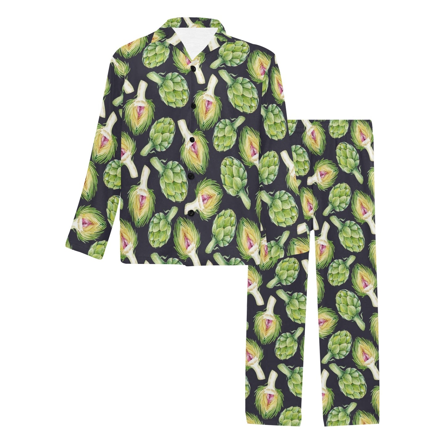 Artichoke Pattern Print Design 01 Men's Long Pajama Set