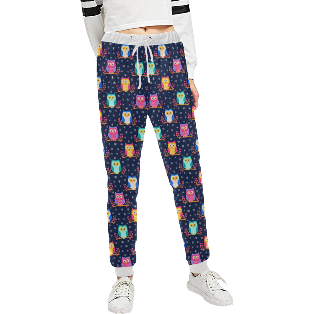 Owl Cute Themed Design Print Unisex Sweatpants
