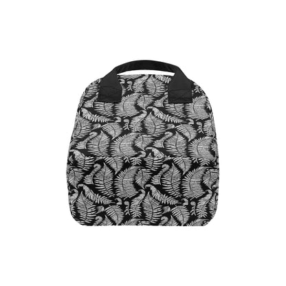 Fern Leave Black White Print Pattern Insulated Lunch Bag
