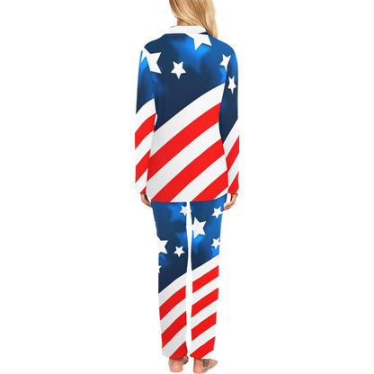 American flag Style Women's Long Pajama Set