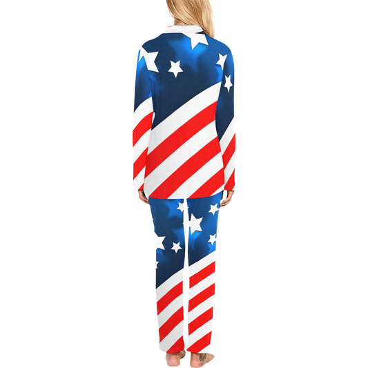 American flag Style Women's Long Pajama Set