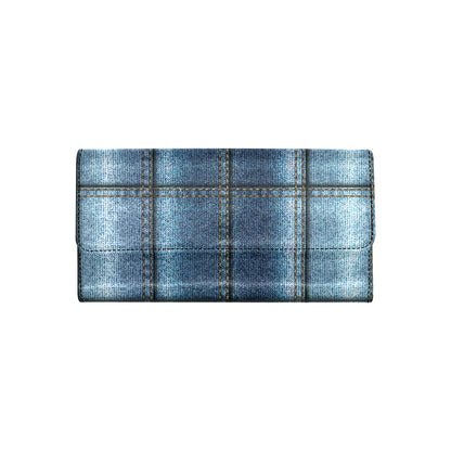 Jean Patchwork Pattern Print Design 02 Women's Trifold Wallet