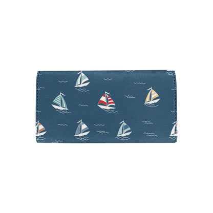 Sailing Ships Pattern Print Design A02 Women's Trifold Wallet