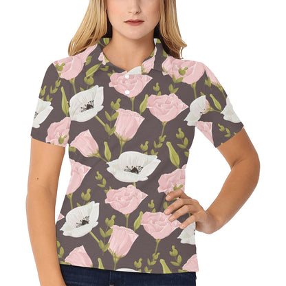 Anemone Pattern Print Design AM011 Women's Polo Shirt