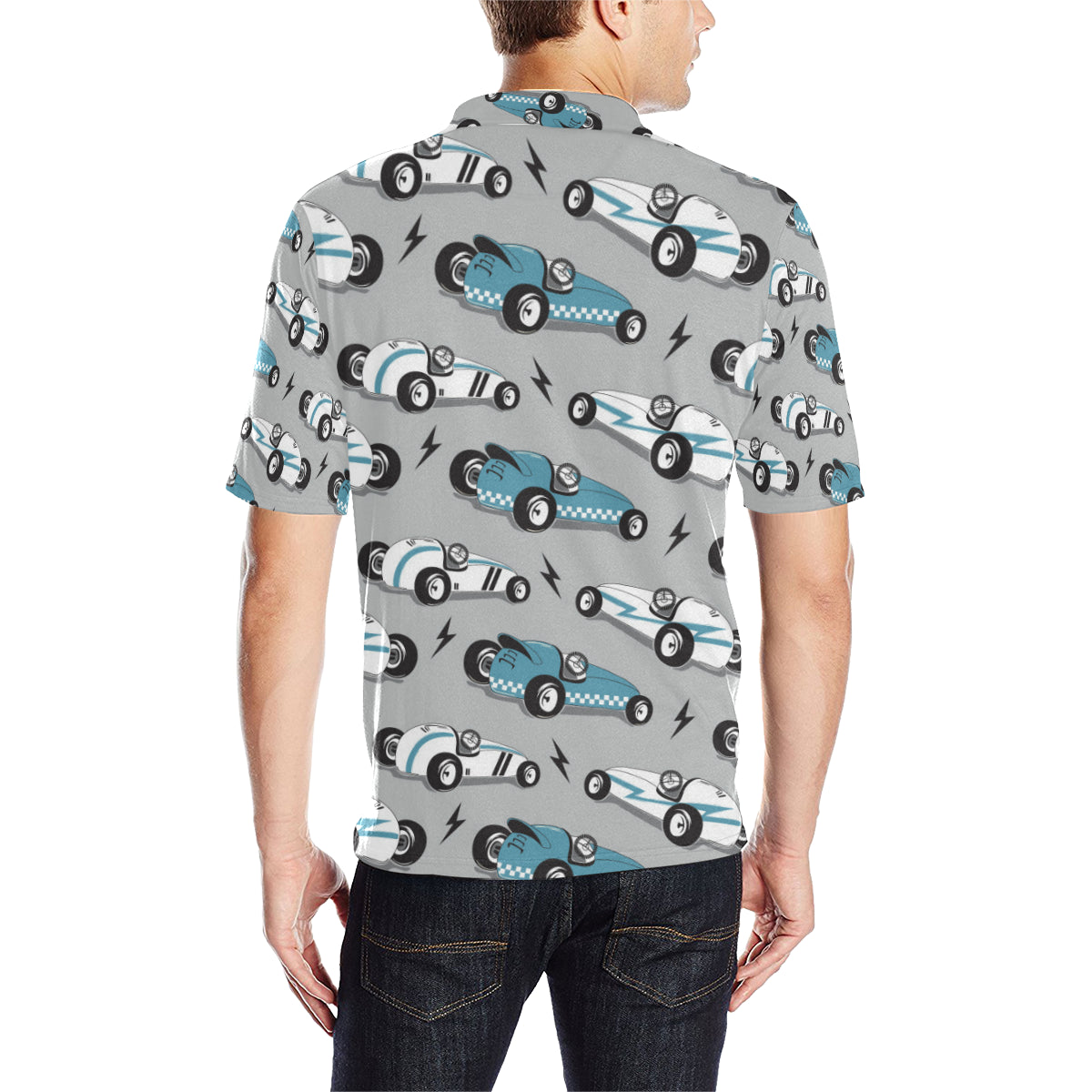 Racing Vintage Pattern Print Design A02 Men Polo Shirt