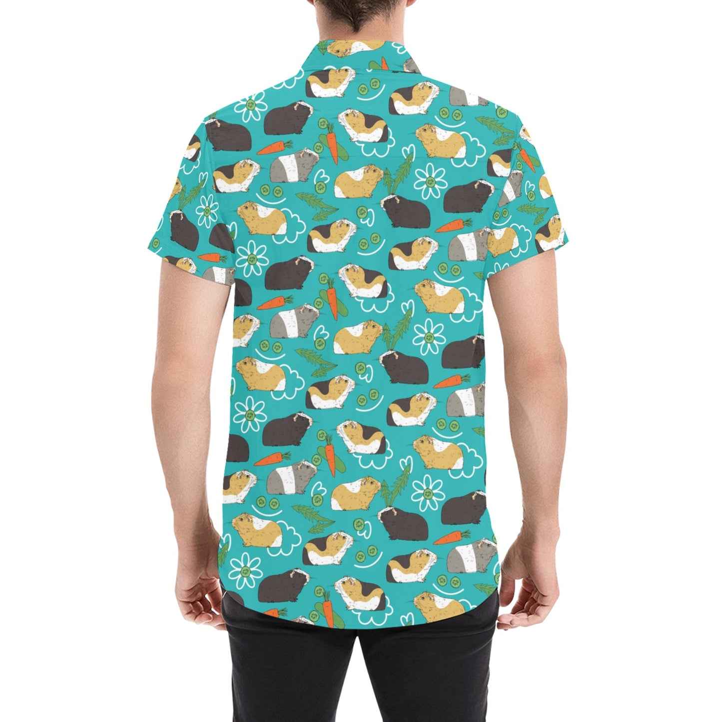 Guinea Pig Print Design LKS402 Men Short Sleeve Button Up Shirt