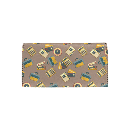 Accounting Financial Pattern Print Design 03 Women's Trifold Wallet