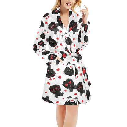 Affenpinscher Pattern Print Design 01 Women's Fleece Robe