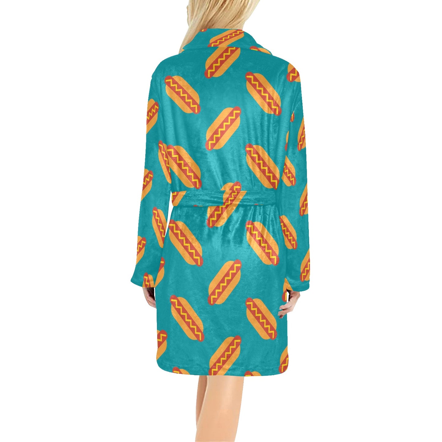 Hot Dog Pattern Print Design 03 Women's Fleece Robe