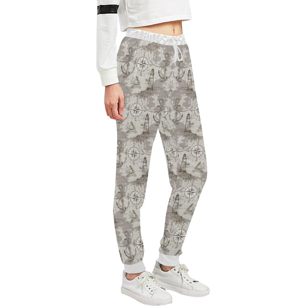 Nautical Map Design Themed Print Unisex Sweatpants