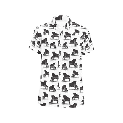 Piano Print Design LKS401 Men Short Sleeve Button Up Shirt