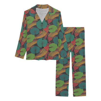 KOI Fish Pattern Print Design 01 Women's Long Pajama Set