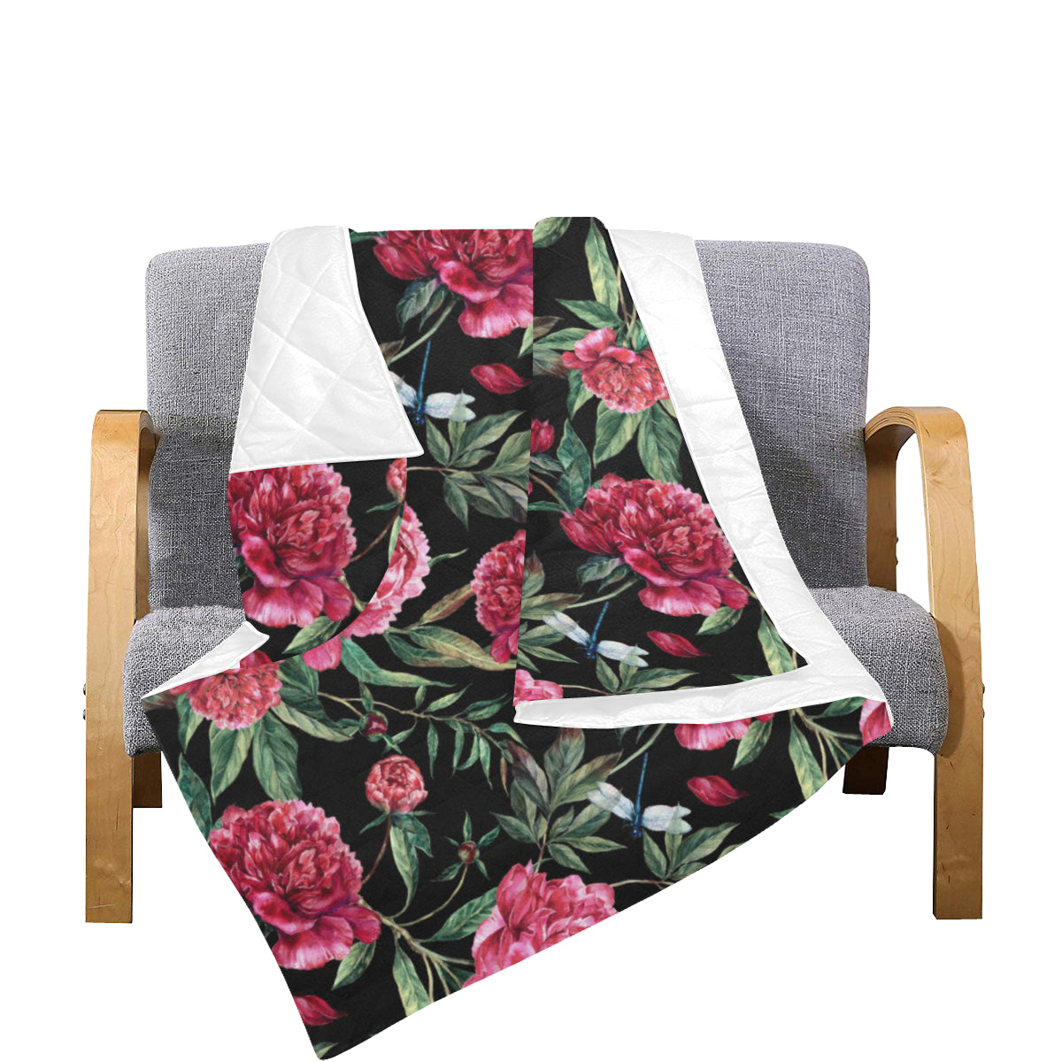 Peony Pattern Print Design PE04 Premium Quilt