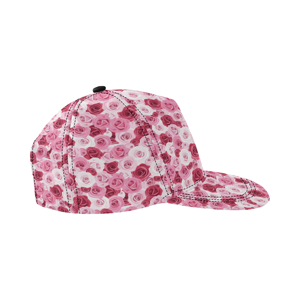 Pink Red Rose Pattern Print Snapback Cap