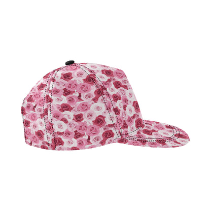 Pink Red Rose Pattern Print Snapback Cap