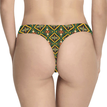 Kente Green Design African Print Women's Thongs