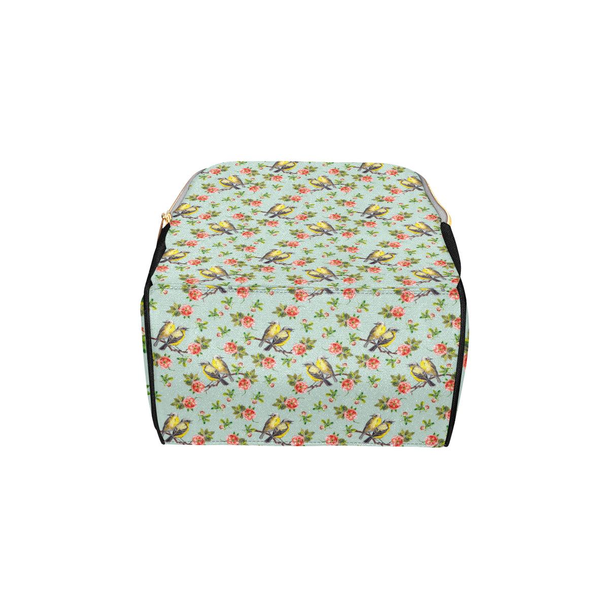 Bird with Red Flower Print Pattern Diaper Bag Backpack