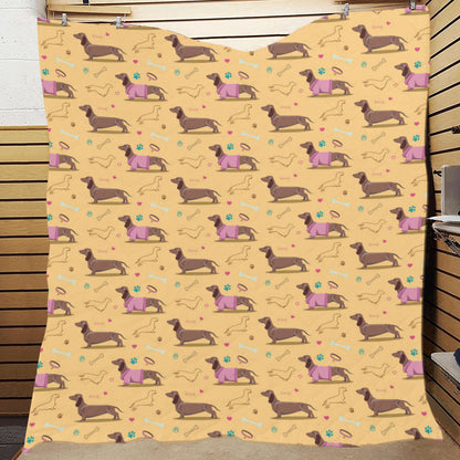 Dachshund Pattern Print Design 07 Premium Quilt