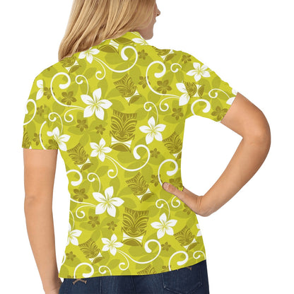 Hawaiian Themed Pattern Print Design H019 Women's Polo Shirt