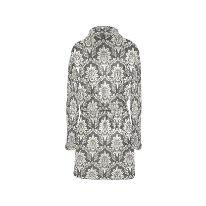 Damask Elegant Print Pattern Women's Fleece Robe