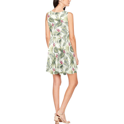 Bird Of Paradise Pattern Print Design 04 Sleeveless Dress