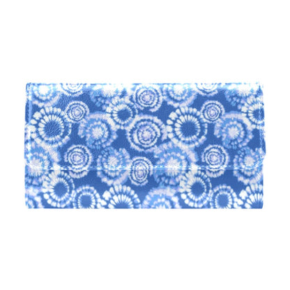 Tie Dye Blue Design Print Women's Trifold Wallet