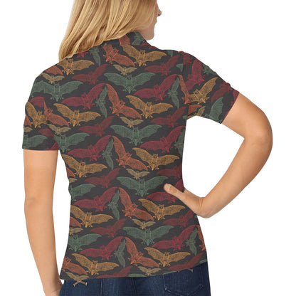 Bat Tribal Pattern Print Design 03 Women's Polo Shirt
