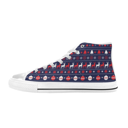 Reindeer Print Design LKS404 Men's High Top Canvas Shoes