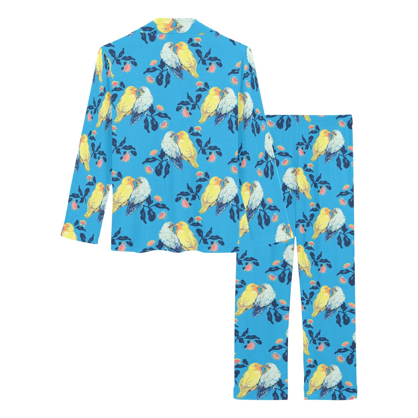 Lovebird Pattern Print Design 03 Women's Long Pajama Set