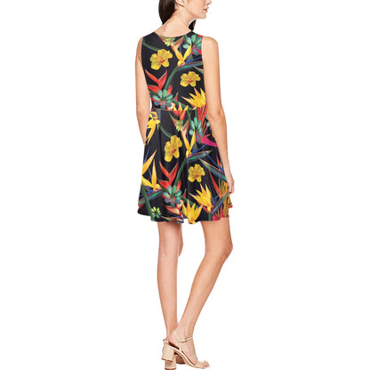 Bird Of Paradise Pattern Print Design BOP016 Sleeveless Dress
