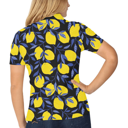 Lemon Pattern Print Design LM01 Women's Polo Shirt