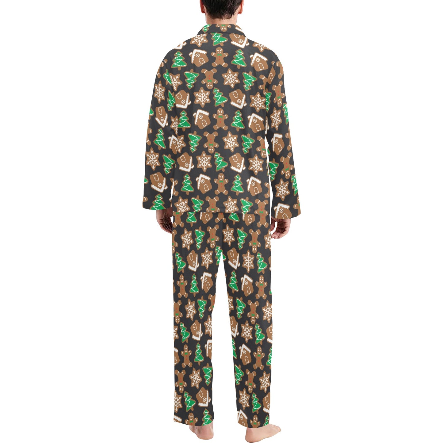 Gingerbread Pattern Print Design 02 Men's Long Pajama Set