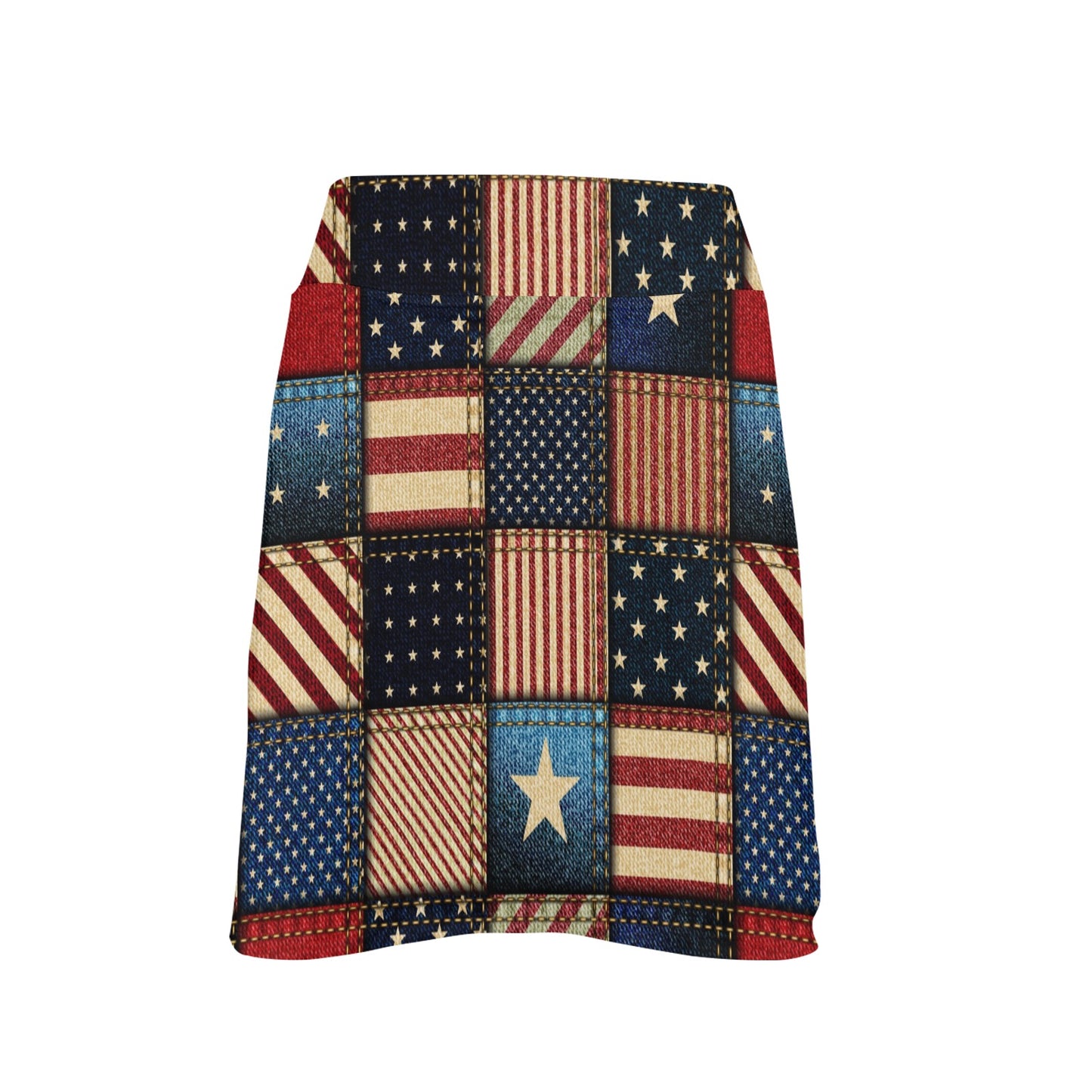 American flag Patchwork Design 17" Golf & Pickleball Skort with Pockets