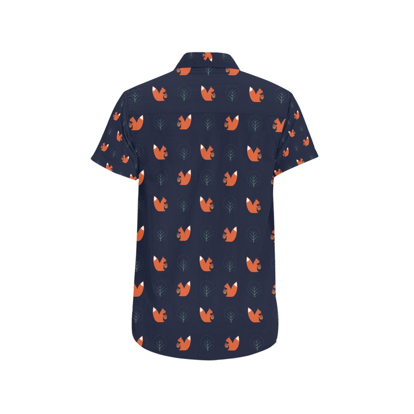 Squirrel Print Design LKS303 Men Short Sleeve Button Up Shirt