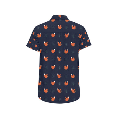Squirrel Print Design LKS303 Men Short Sleeve Button Up Shirt