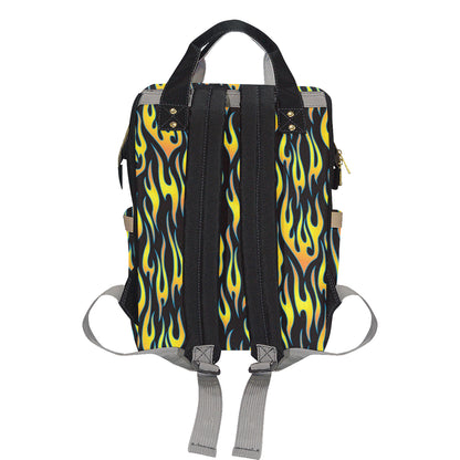 Flame Fire Yellow Pattern Diaper Bag Backpack