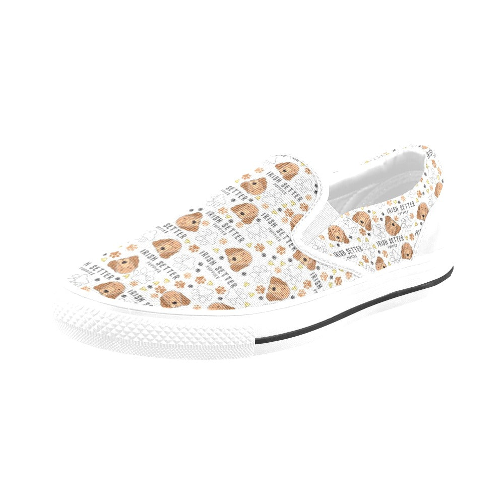 Setters Irish Print Design LKS301 White Slip Ons Canvas Women's Shoes