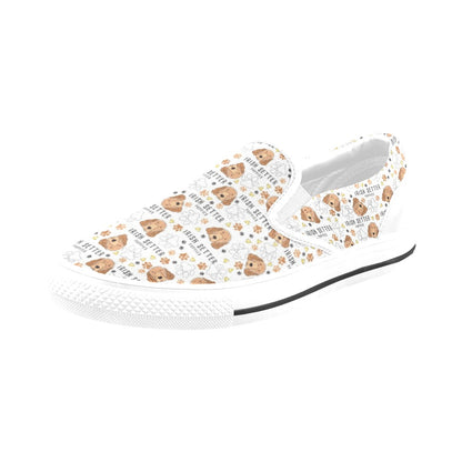 Setters Irish Print Design LKS301 White Slip Ons Canvas Women's Shoes