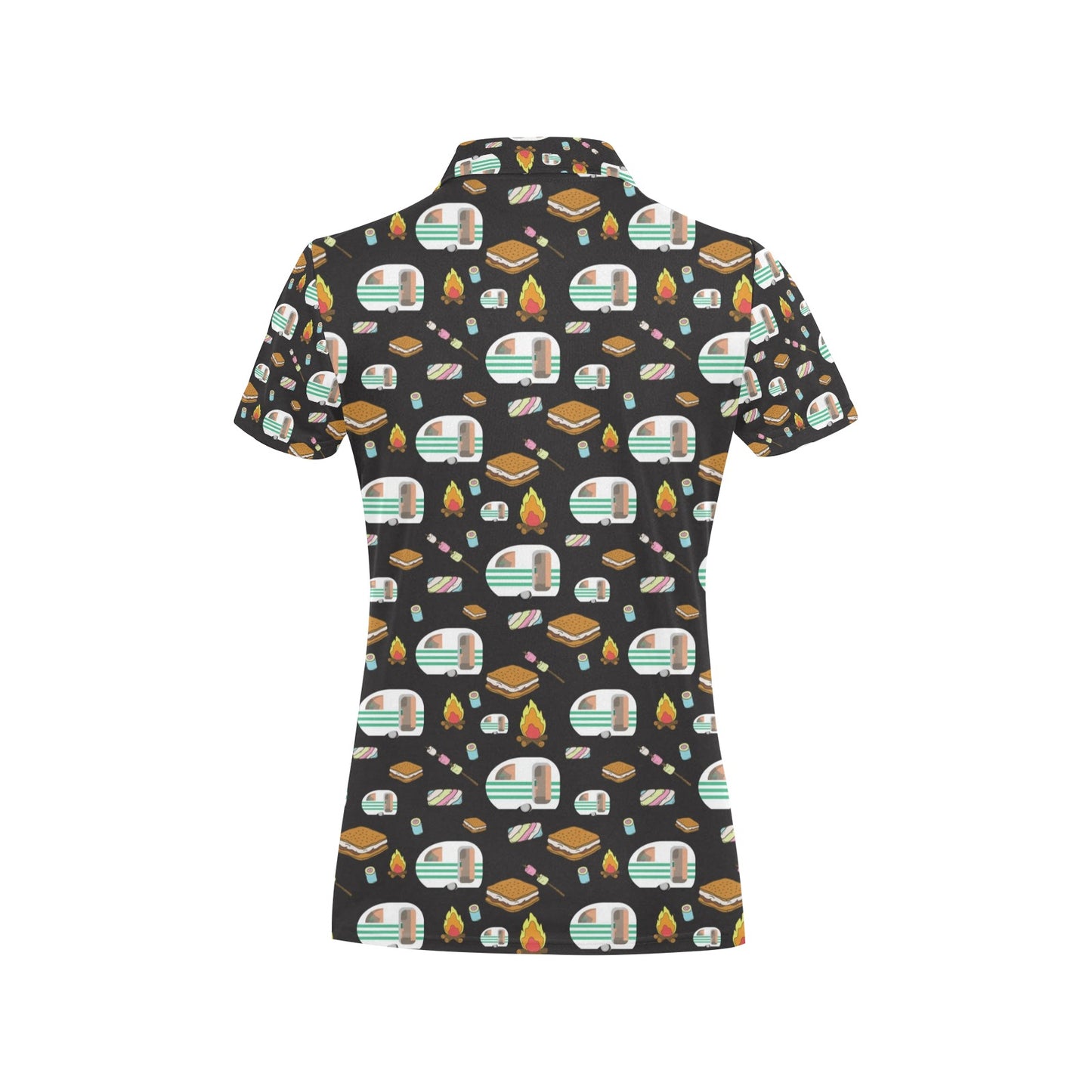 Camper marshmallow Camping Design Print Women's Polo Shirt
