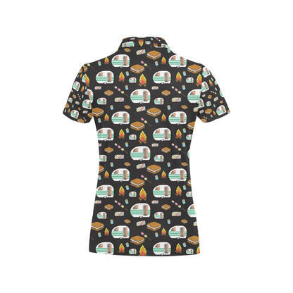 Camper marshmallow Camping Design Print Women's Polo Shirt