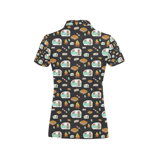 Camper marshmallow Camping Design Print Women's Polo Shirt