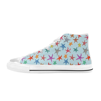 Starfish Print Design LKS402 Men's High Top Canvas Shoes