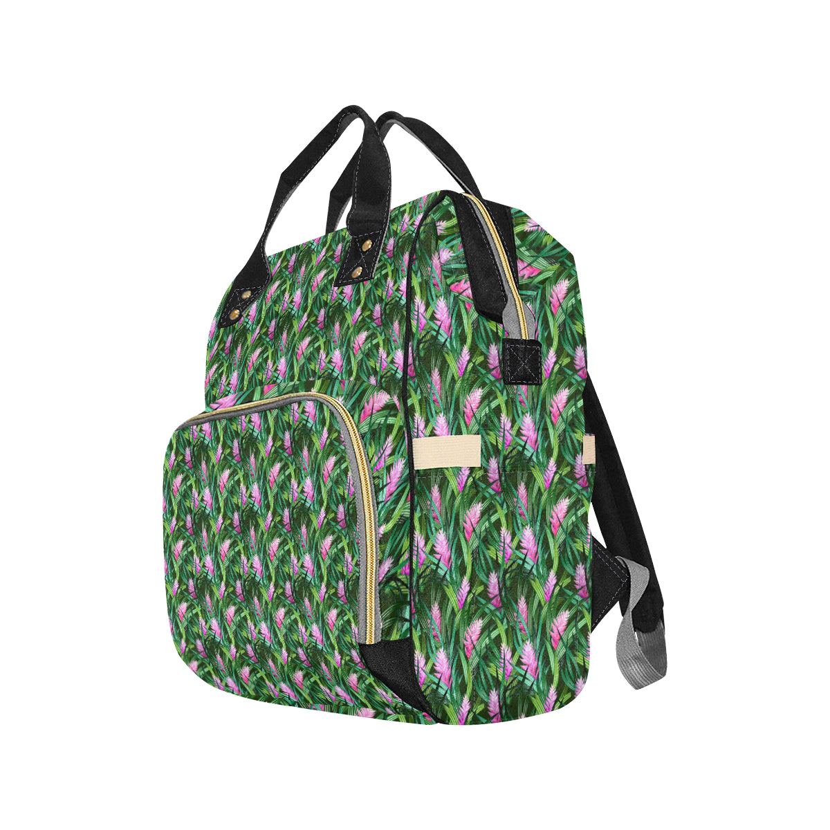 Tropical Folower Pink Heliconia Print Diaper Bag Backpack