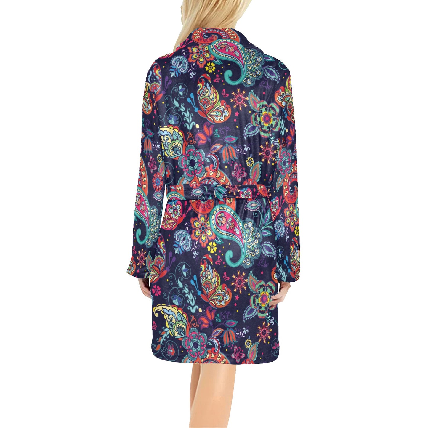Paisley Boho Pattern Print Design A06 Women's Fleece Robe