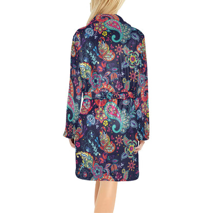 Paisley Boho Pattern Print Design A06 Women's Fleece Robe